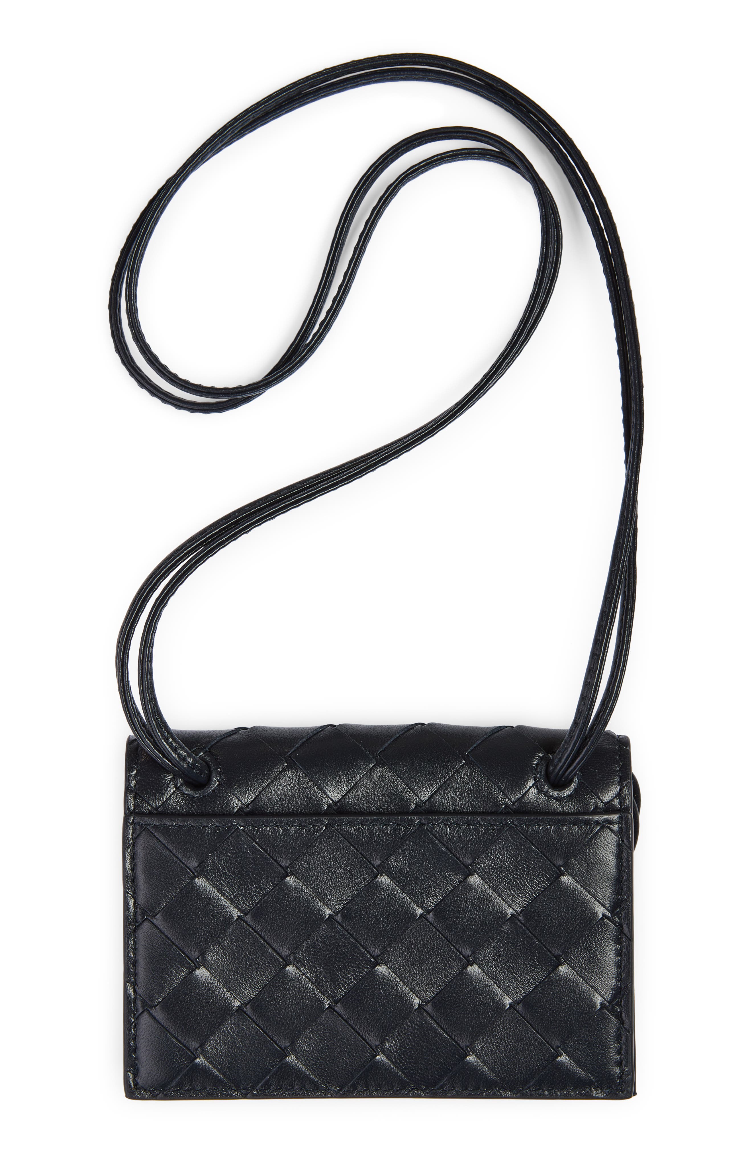 Andiamo Intrecciato Leather Badge Holder, Alternate, color, 4338 MIDNIGHT-MUSE BRASS