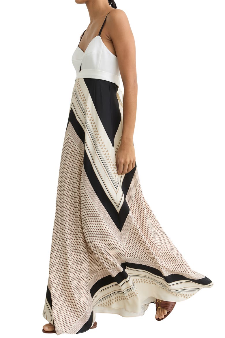 Myra Print Tie Back Maxi Dress, Alternate, color, IVORY/ BLACK