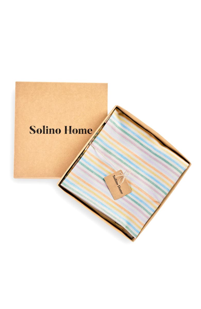 Solino Home Linen Round Tablecloth - Julia, Alternate, color, Muted Pastel Stripe