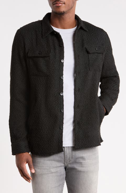 Textured Cotton Blend Shirt Jacket