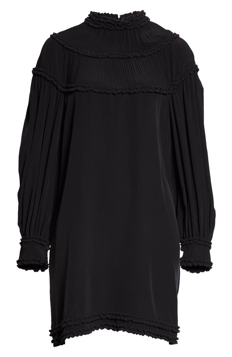 Fendi Ruffle Yoke Long Sleeve Silk Crêpe de Chine Minidress, Alternate, color,