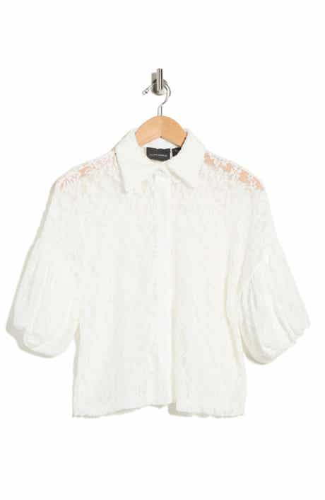 Forgotten Grace Bubble Hem Short Sleeve Lace Top