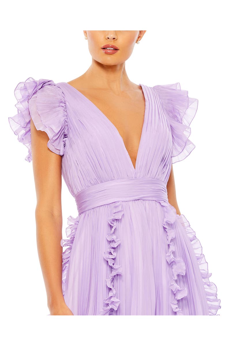 Mac Duggal Pleated Ruffle Cap Sleeve Chiffon Gown, Alternate, color,