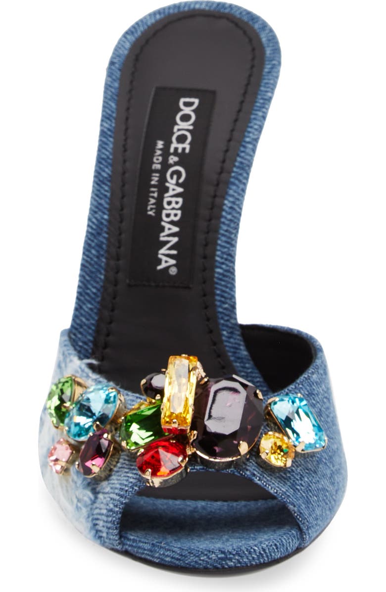 Dolce&Gabbana Patchwork Denim Embellished Slide Sandal, Alternate, color,