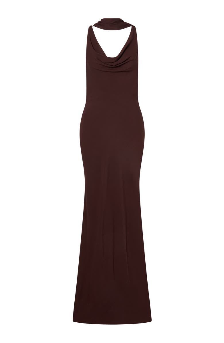 Malina Vida Cowl Neck Scarf Maxi Dress, Alternate, color, Espresso