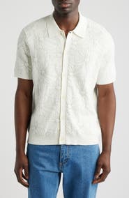Wax London Tellaro Short Sleeve Floral Jacquard Cotton Blend Cardigan