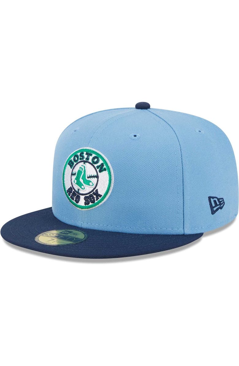 New Era Men's New Era Light Blue/Navy Boston Red Sox Green Undervisor 59FIFTY Fitted Hat, Alternate, color, 