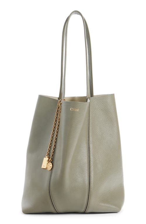 Chloé Spin Leather Tote In Green