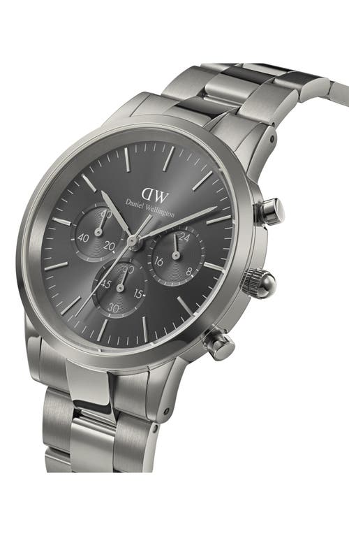 Daniel Wellington Iconic Link Chronograph Bracelet Watch, 42mm In Silver