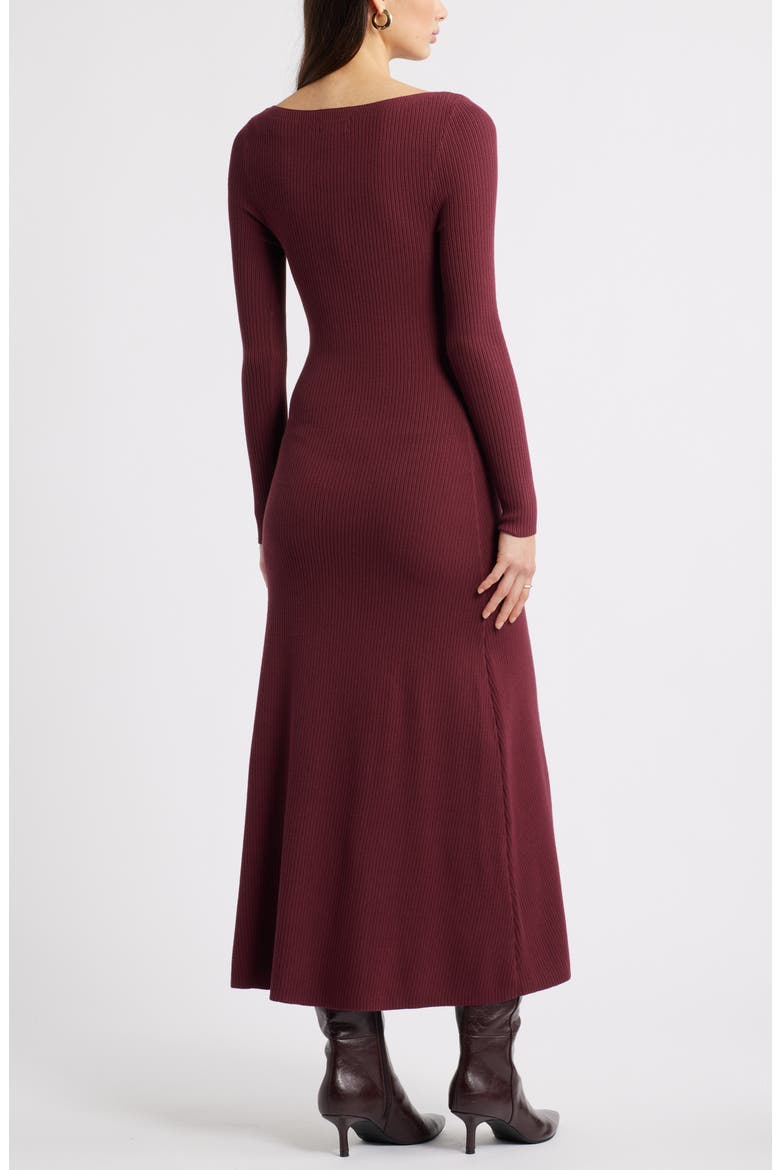 Long Sleeve Rib Maxi Dress, Alternate, color, BURGUNDY TANNIN