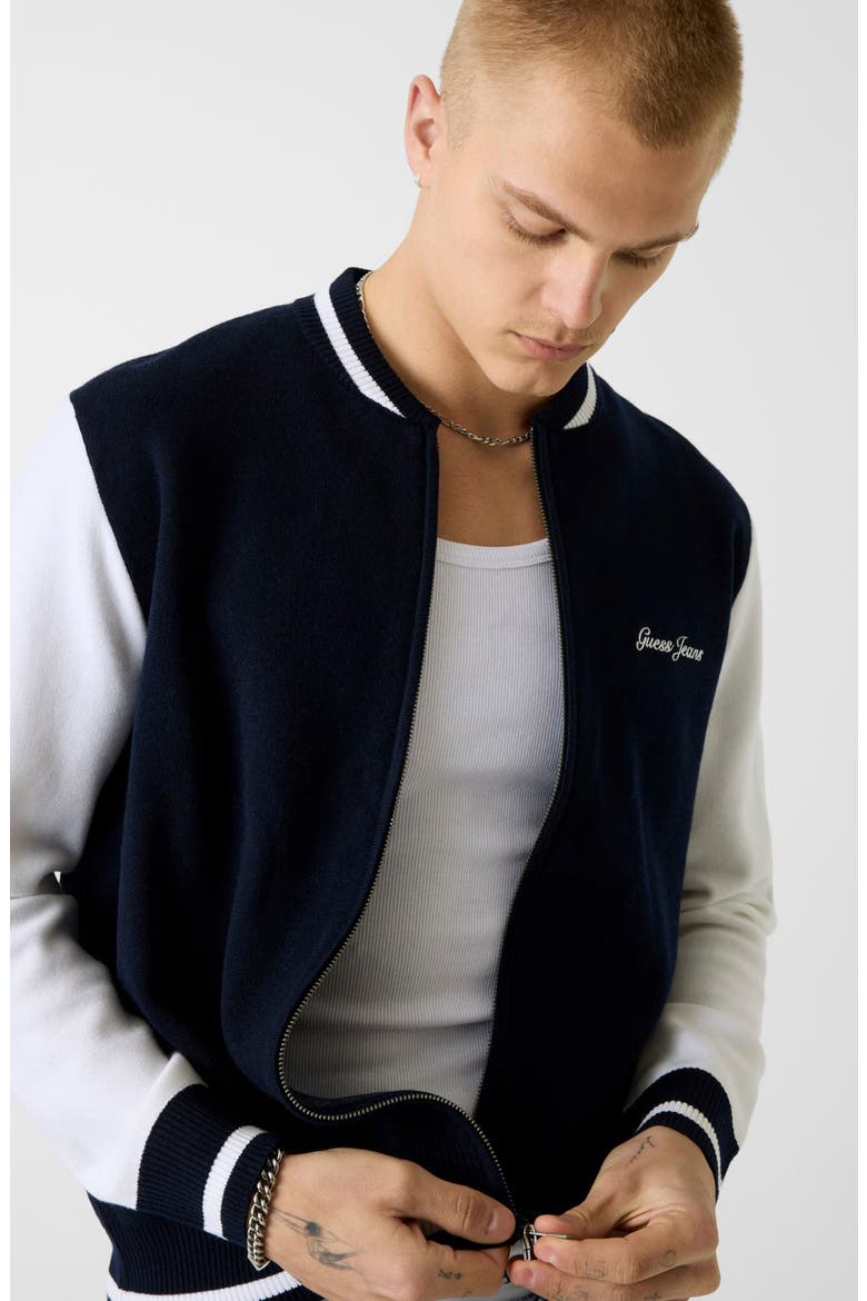 Jacquard Star Bomber Jacket, Alternate, color, A71W-TURQU