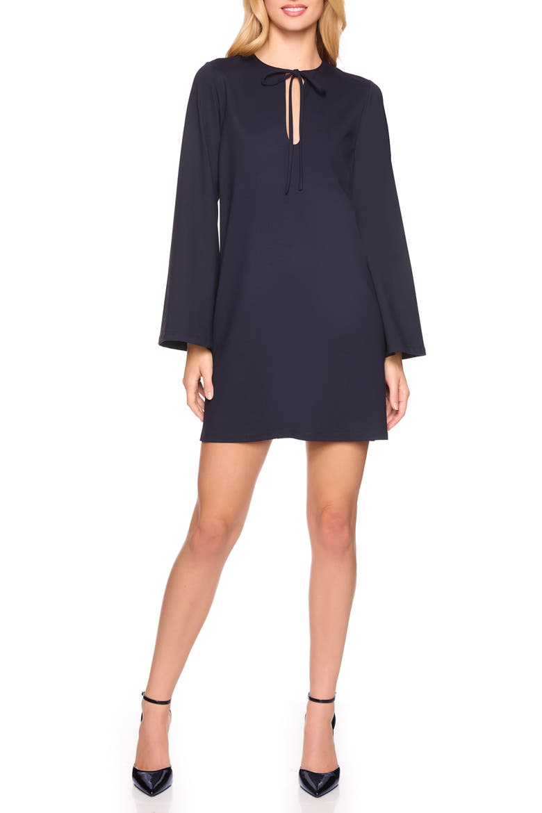 Tie Keyhole Bell Sleeve Minidress, Main, color, MIDNIGHT