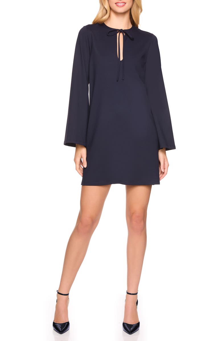 Susana Monaco Tie Keyhole Bell Sleeve Minidress, Main, color, Midnight
