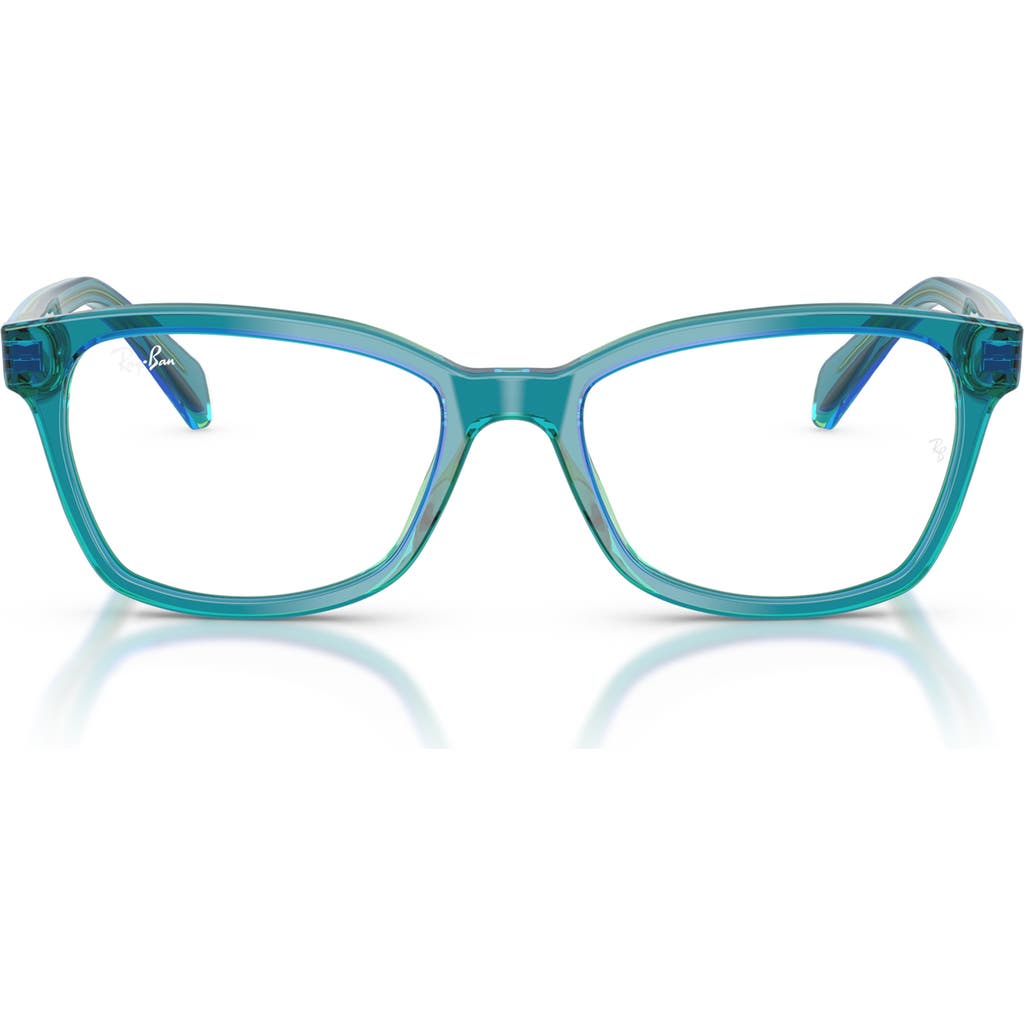Ray Ban Ray-ban Kids' 46mm Rectangular Optical Glasses In Blue Green