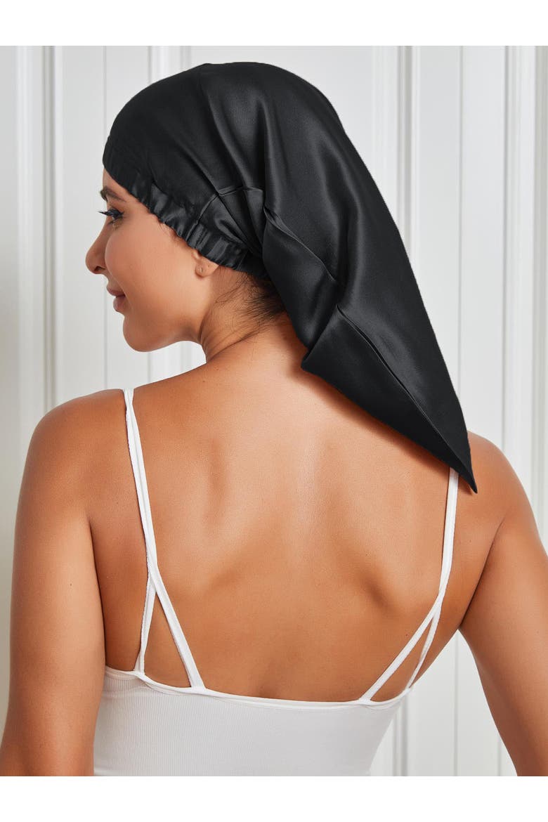 Pure Silk Elasticated Bonnet, Main, color, Black