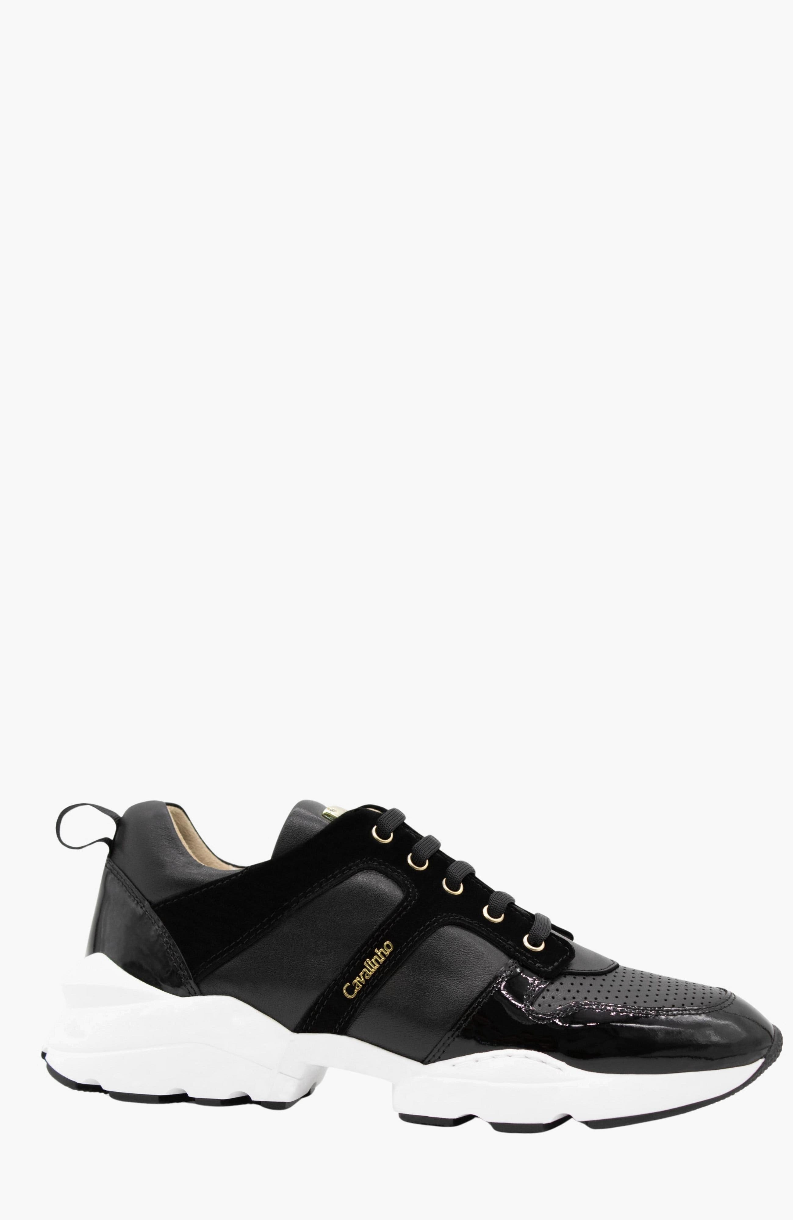 Little Bear Leather Sneakers, Main, color, Black