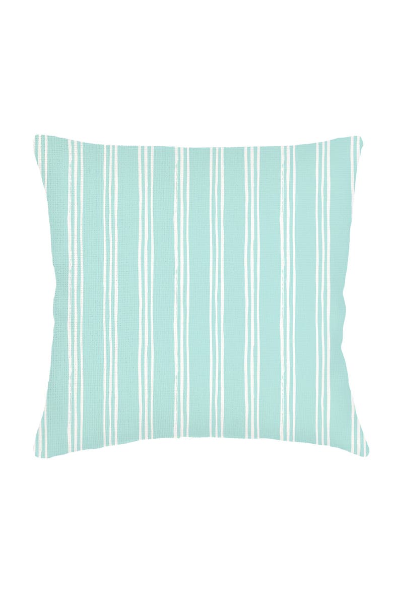 Ocean Drift Aqua Stripe Linen Euro Pillow 26x26 with Down Alternative Insert, Main, color, Aqua