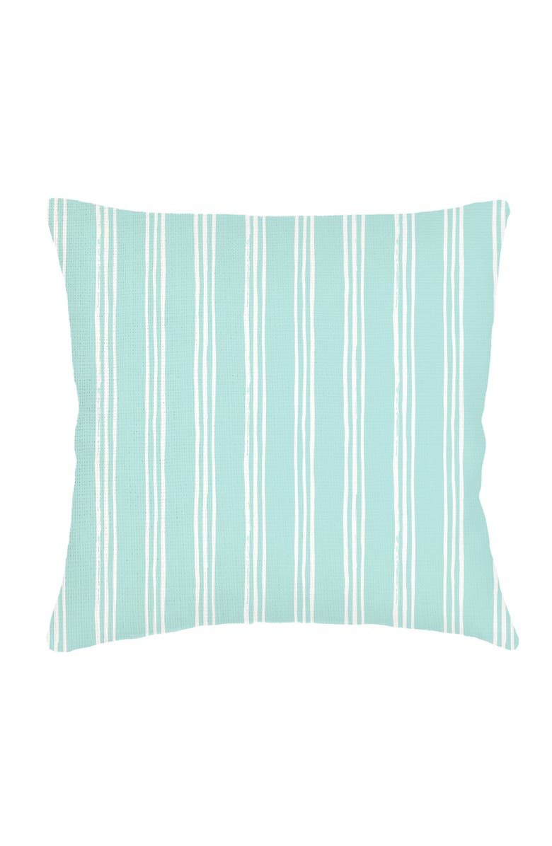 Anaya Ocean Drift Aqua Stripe Linen Euro Pillow 26x26 with Down Alternative Insert, Main, color, Aqua