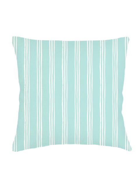 Ocean Drift Aqua Stripe Linen Euro Pillow 26x26 with Down Alternative Insert