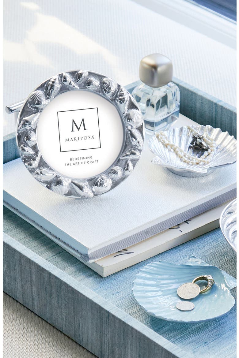 Seashell Round 4 x 4-Inch Picture Frame, Alternate, color, SILVER