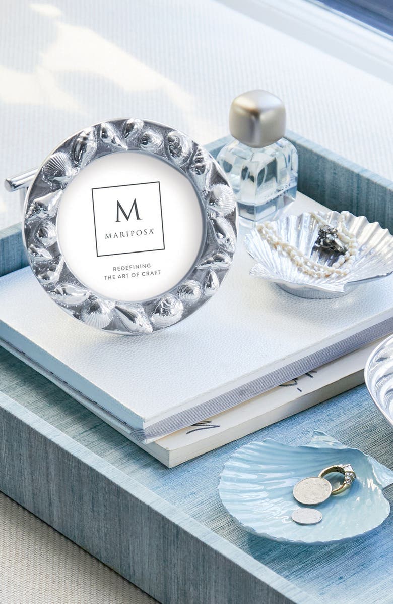 Mariposa Seashell Round 4 x 4-Inch Picture Frame, Alternate, color, Silver