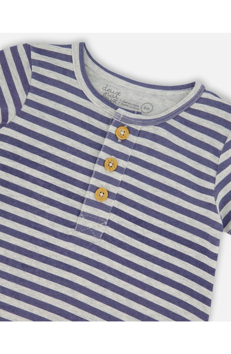 Deux par Deux Baby Boy's Organic Cotton Printed One-Piece Romper Striped Navy, Alternate, color, 