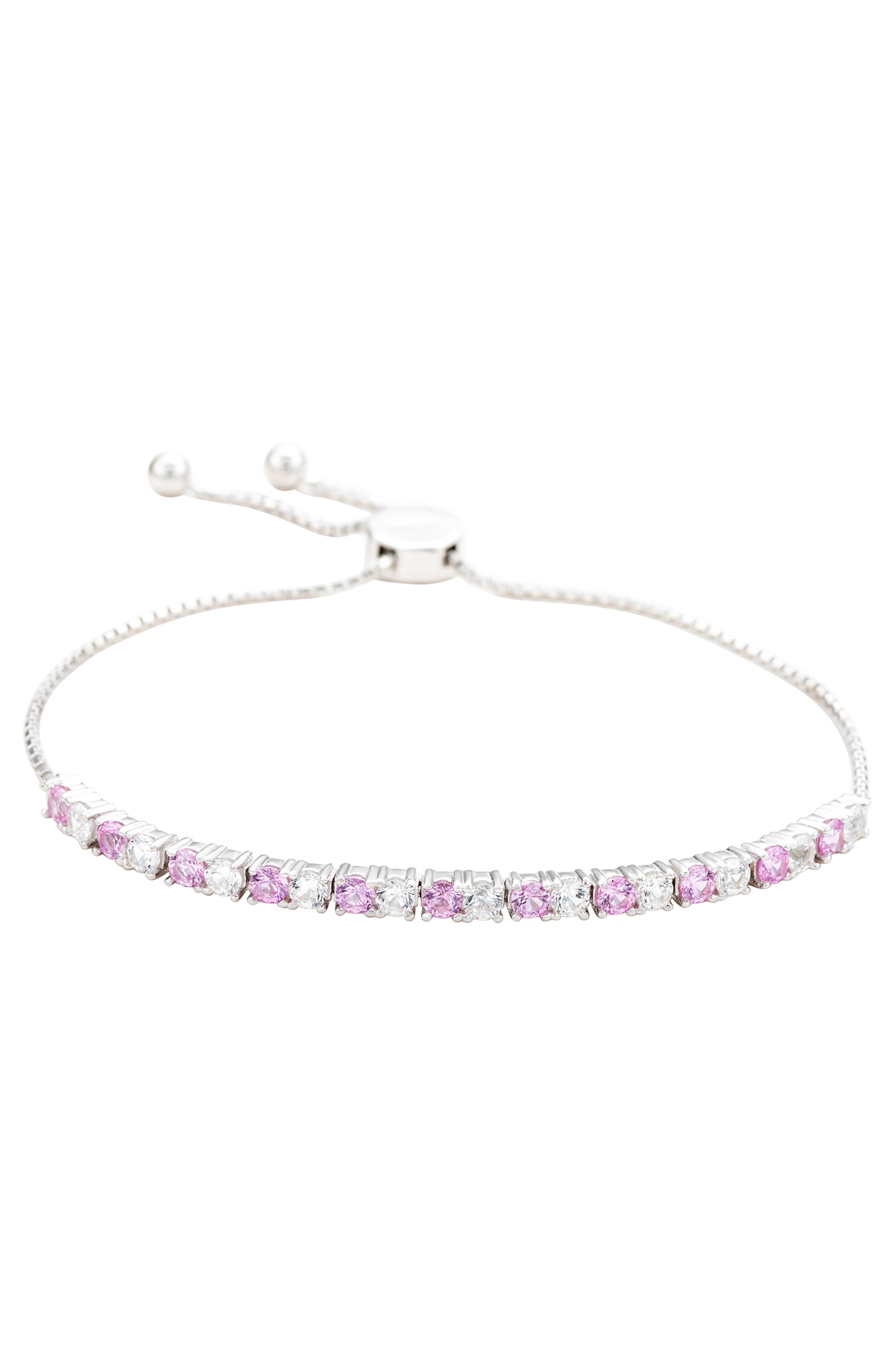 SUZY LEVIAN Sterling Silver Pink Sapphire & Lab Created White Sapphire Slider Bracelet