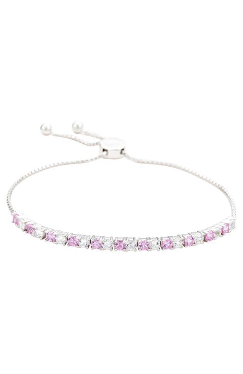 Sterling Silver Pink Sapphire & Lab Created White Sapphire Slider Bracelet