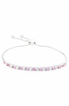 SUZY LEVIAN Sterling Silver Pink Sapphire & Lab Created White Sapphire Slider Bracelet