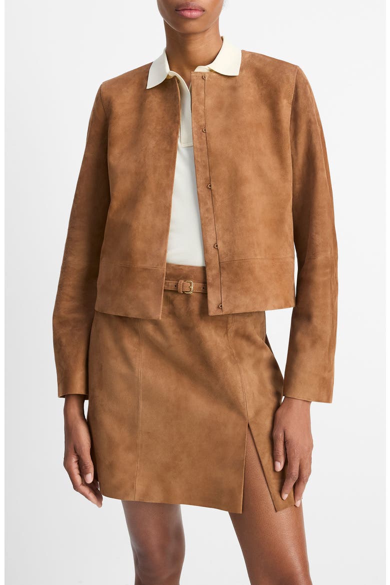 Crop Suede Jacket, Main, color, CAMARILLO