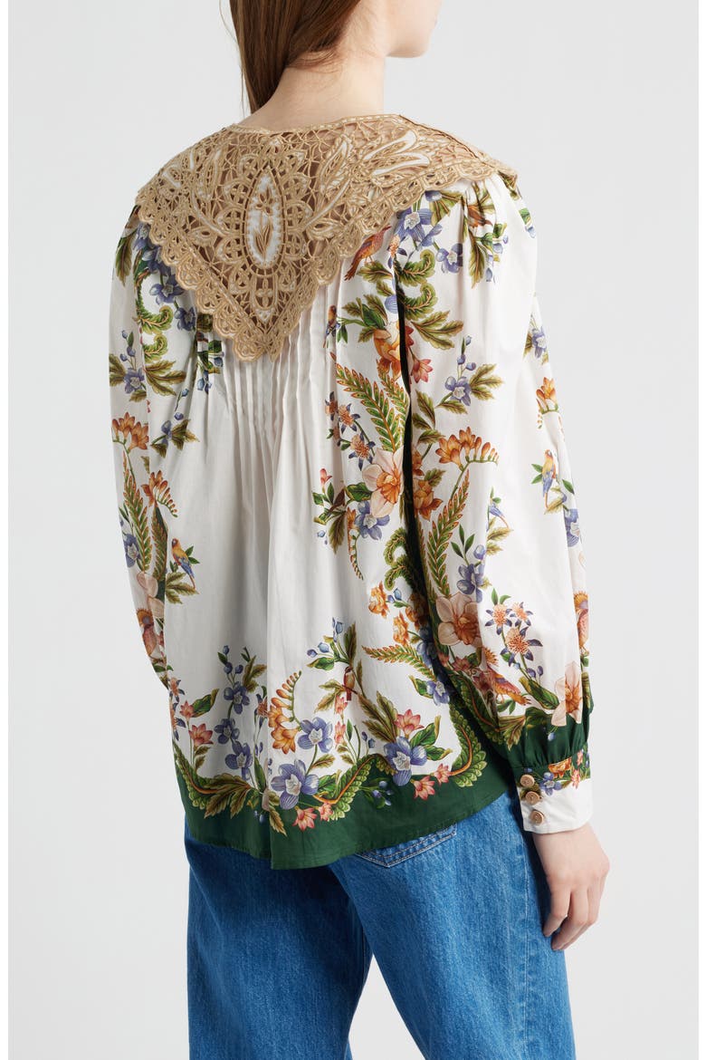 Sand Nature Lace Yoke Button-Up Shirt, Alternate, color, NATURE SAND