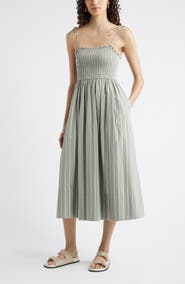 Nordstrom Stripe Midi Cotton Sundress