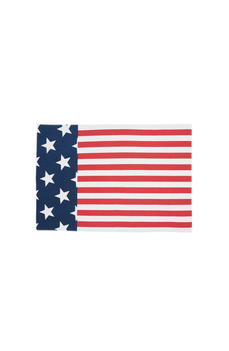 C&F Home Patriotic Stars & Stripes American Flag Cotton Tabletop Placemats Set of 6, 13" x 19", Main, color, Blue