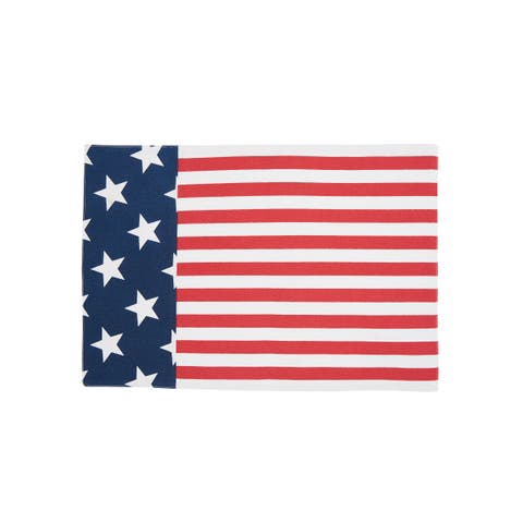 Patriotic Stars & Stripes American Flag Cotton Tabletop Placemats Set of 6, 13" x 19"