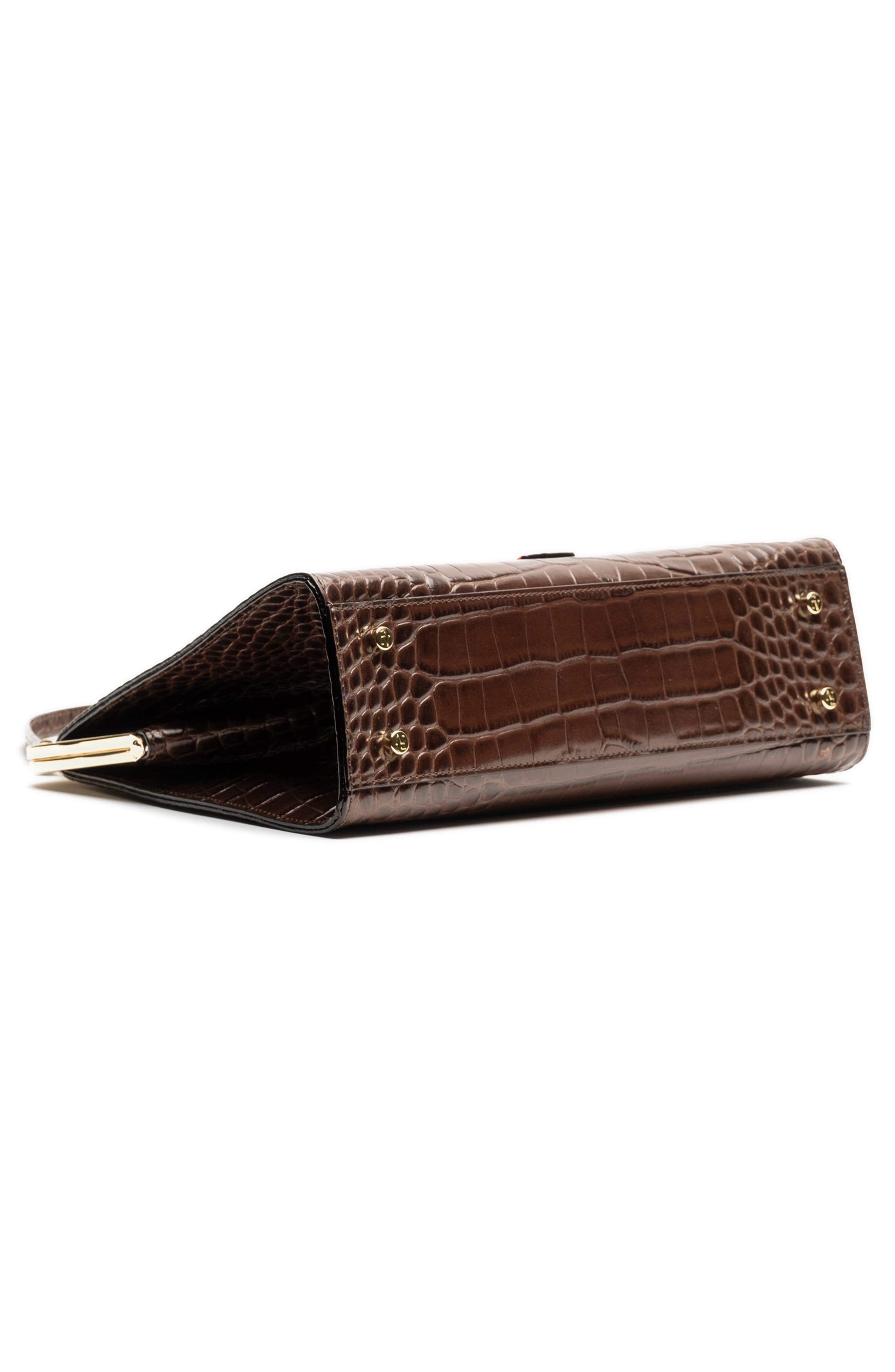 Jackie Croc Embossed Leather Frame Bag, Alternate, color, CHOCOLATE