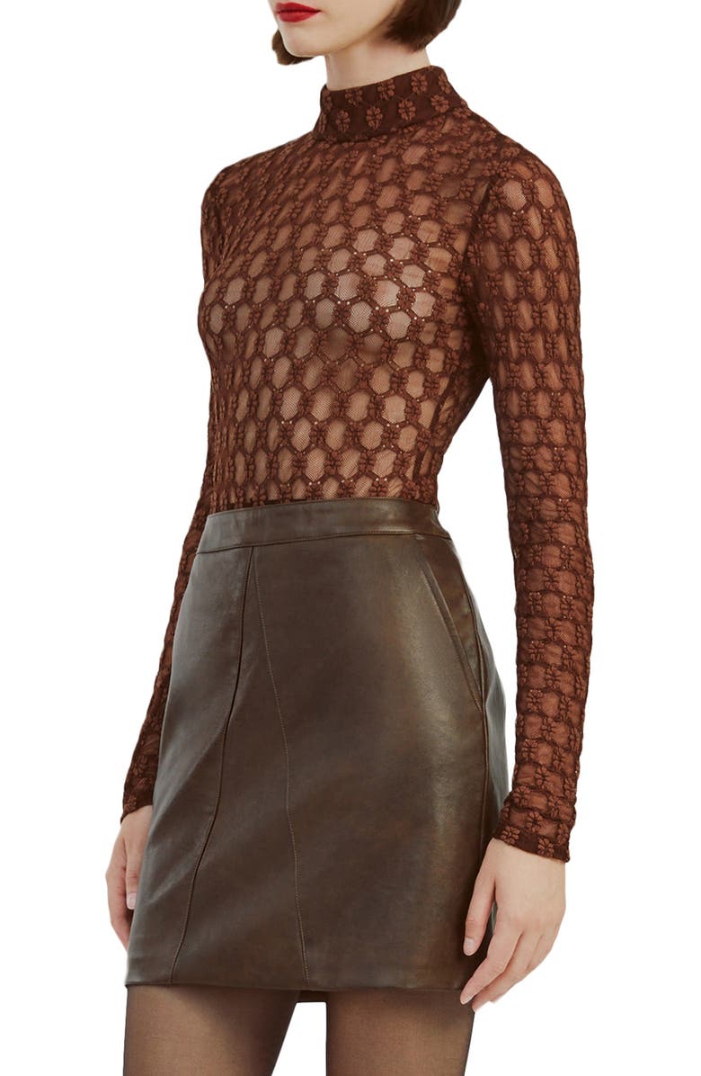 Bardot Adoni Long Sleeve Mesh Bodysuit, Alternate, color,