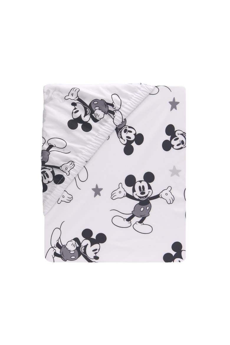 Disney Baby Magical Mickey Mouse 100% Cotton Fitted Crib Sheet, Alternate, color, White