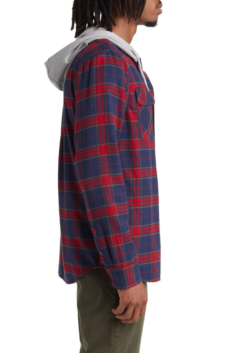 Vans Parkaway II Hooded Plaid Flannel Snap-Up Shirt, Alternate, color, 