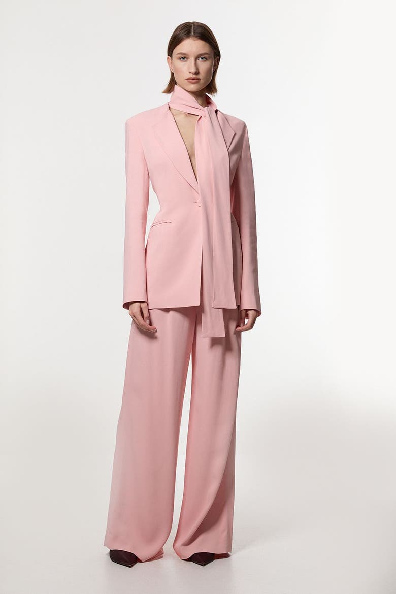 Tie Neck Blazer, Alternate, color, Pink