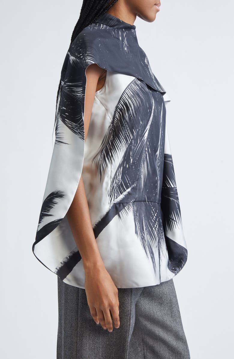 FERRAGAMO Trinidad Print Asymmetric Silk Twill Blouse, Alternate, color, Gold Fox