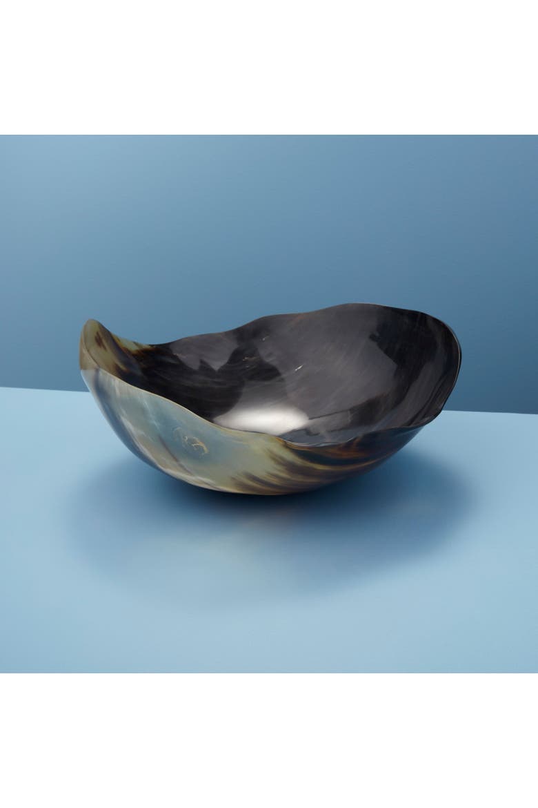 Horn Wavy Round Bowl, Alternate, color, Brown