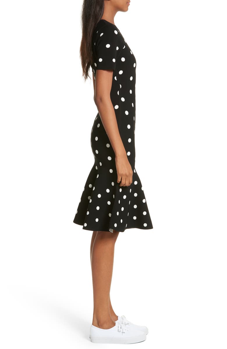 Milly Polka Dot Mermaid Dress, Alternate, color, Black/ White