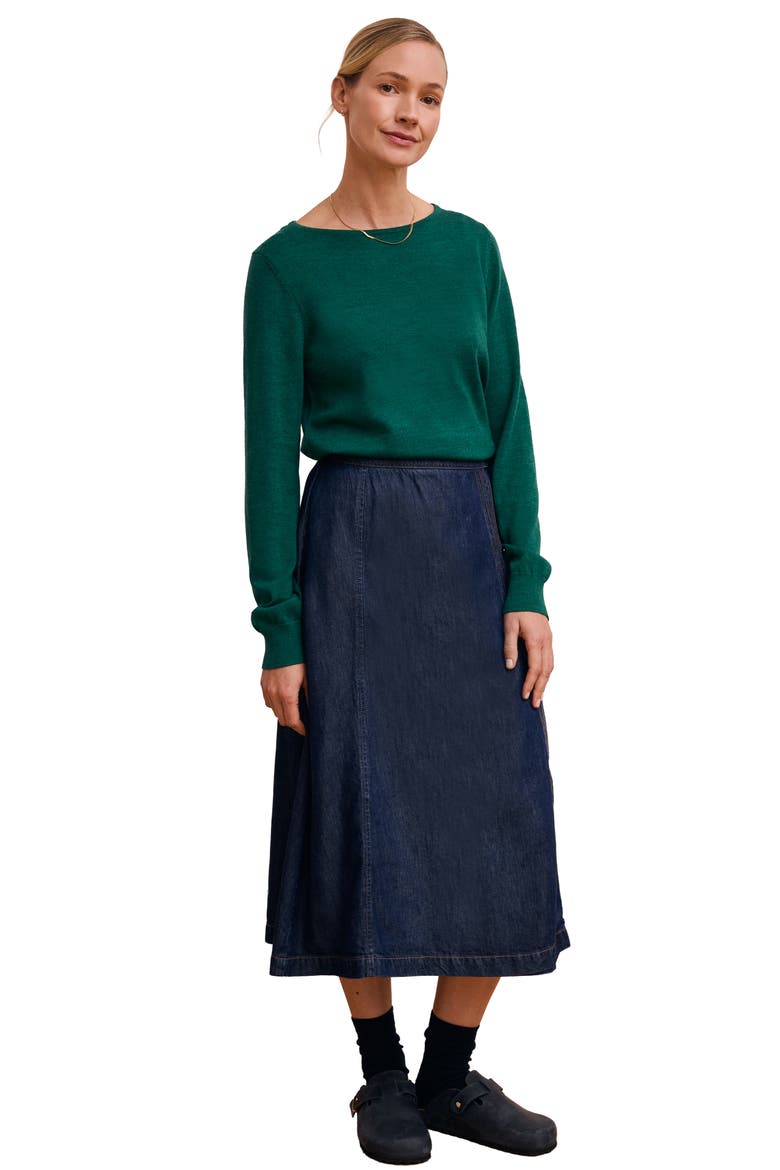 Midi Wrap A-Line Denim Skirt, Main, color, Indigo Rinse Wash