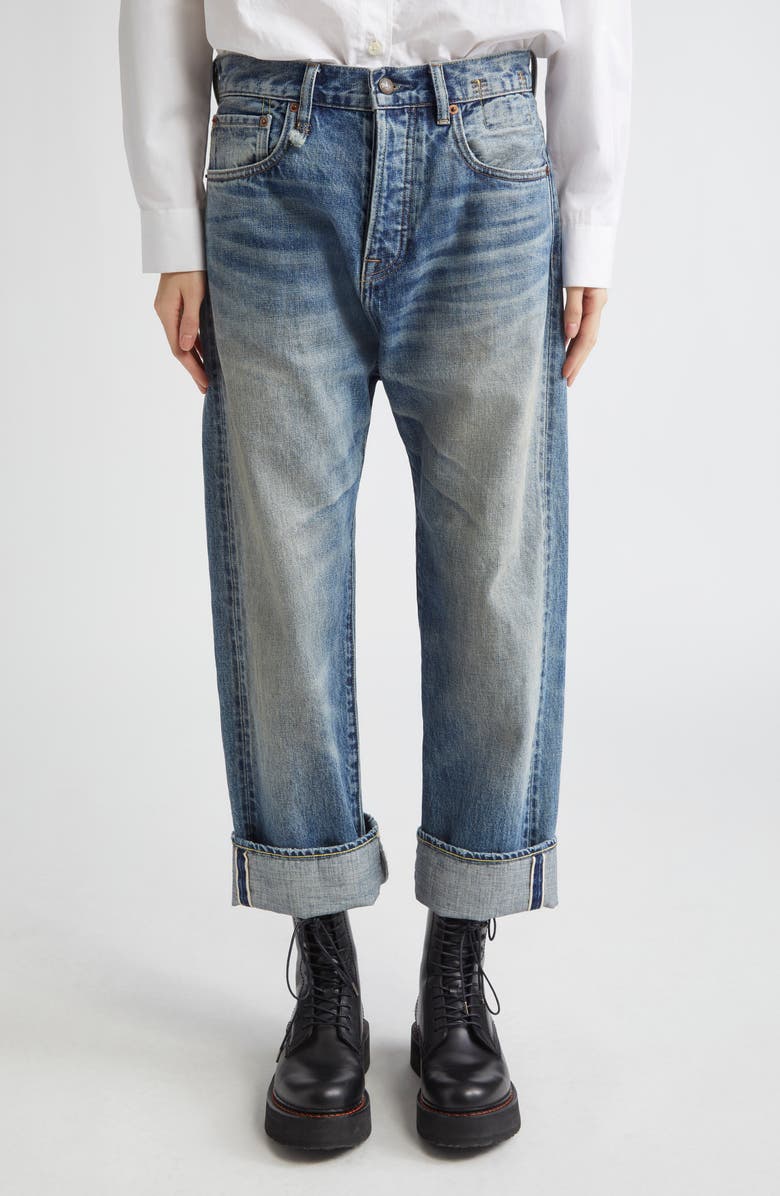 R13 Tailored Drop Cuffed Jeans, Main, color, Estin Selvedge Blue