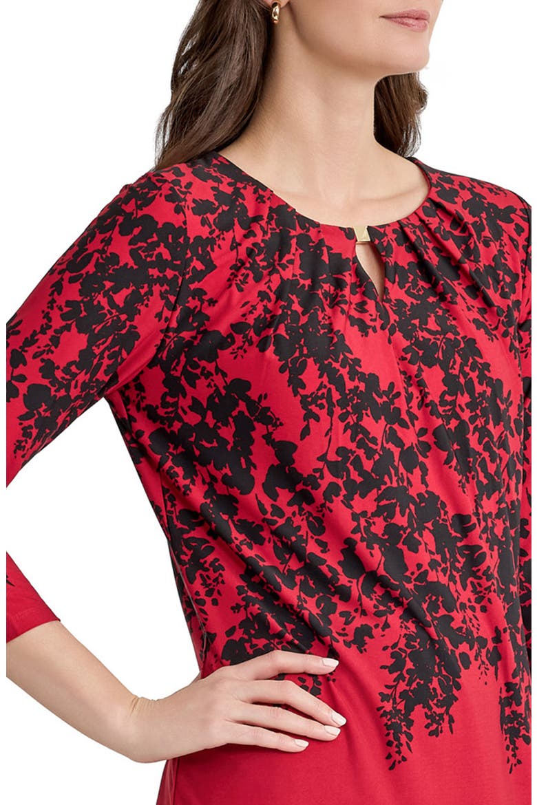 Pleated Keyhole Top, Alternate, color, FIRE RED MULTI