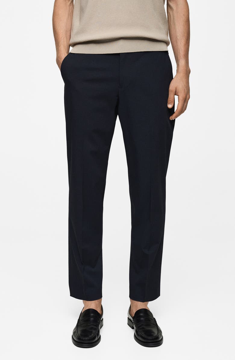 MANGO Stretch Slim Fit Pants, Main, color, Dark Navy