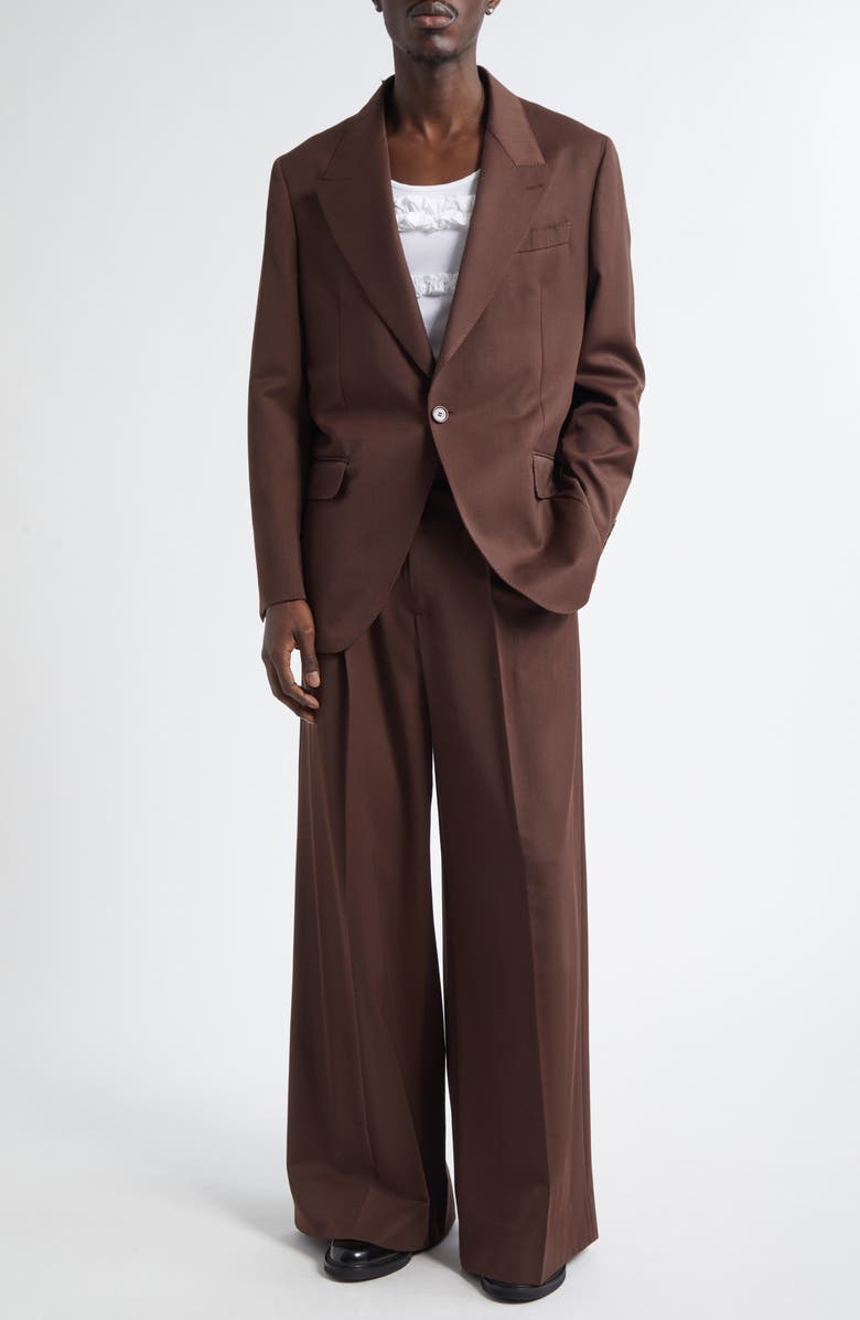 Simone Rocha Pleated Wide Leg Virgin Wool Blend Trousers, Alternate, color, 