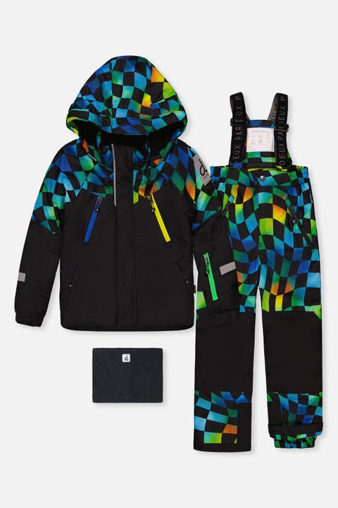 Play Colorblock Jacket & Checkerboard Pants Two Piece Snowsuit