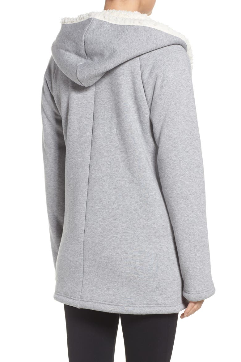 Chalet Fleece Lined Hooded Wrap, Alternate, color, GREY HEATHER
