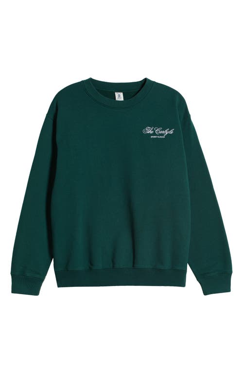 Sporty And Rich Womens The Carlyle Crest Crewneck Cotton-blend Jersey Sweatshirt Forest In Forest